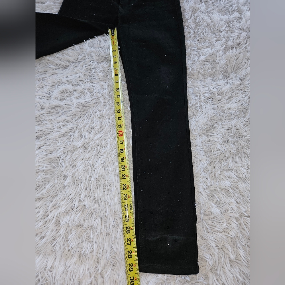 DG2 by Diane Gilman Black Skinny Jeans with Black Rhinestone Accents Womens 4 - Picture 5 of 9